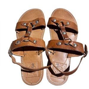 Melissinos Art The Poet Leather Sandals Handmade Tan Size 10 Gladiator Strappy